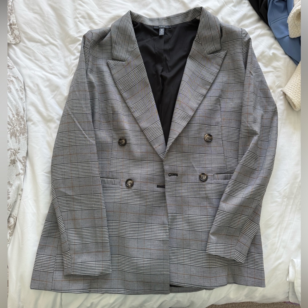 Aqua Overdized Double Breasted Blazer